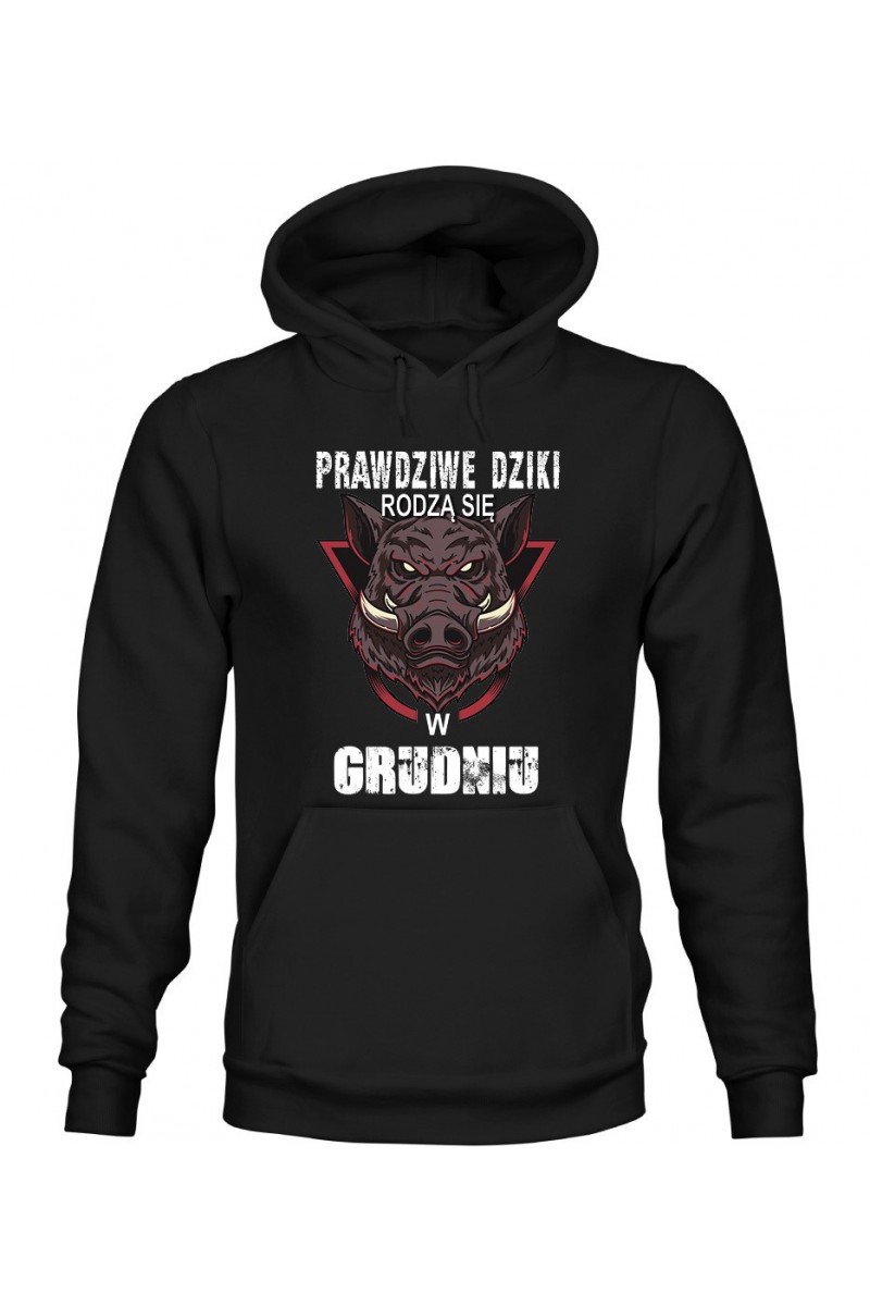 Bluza Męska z Kapturem Prawdziwe Dziki Rodzą Się W Grudniu