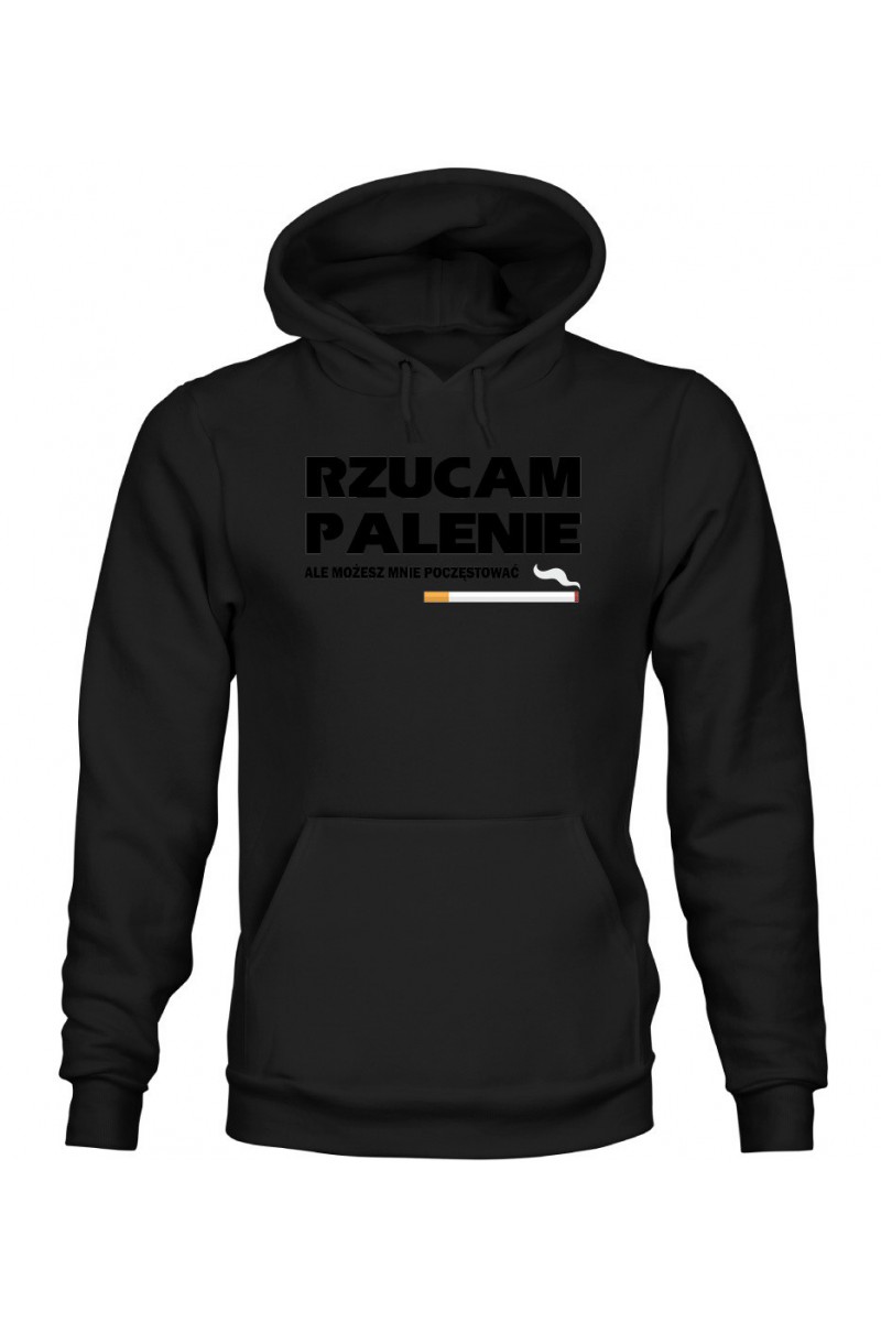 Bluza Męska z Kapturem Rzucam Palenie, Ale Możesz Mnie Poczęstować Bluza Męska z Kapturem Rzucam Palenie, Ale Możesz Mnie Poczęstować