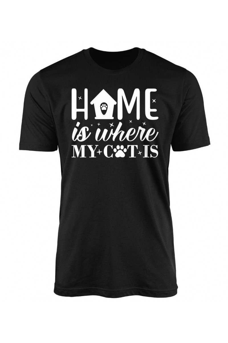 Koszulka Męska Home Is Where My Cat Is
