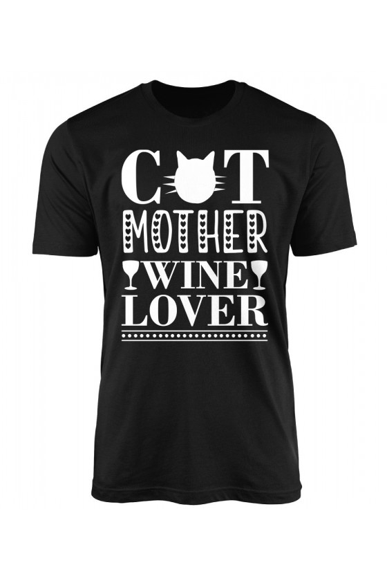 Koszulka Męska Cat Mother Wine Lover