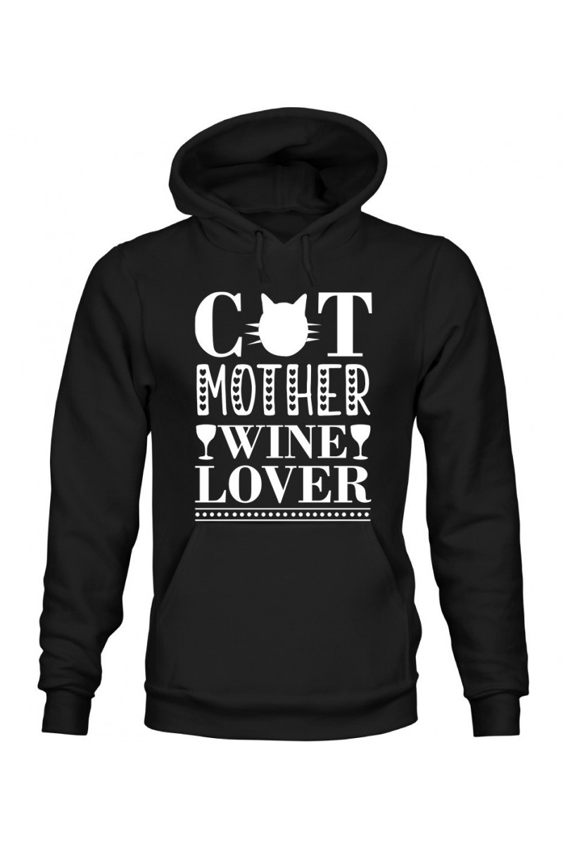 Bluza Męska z Kapturem Cat Mother Wine Lover