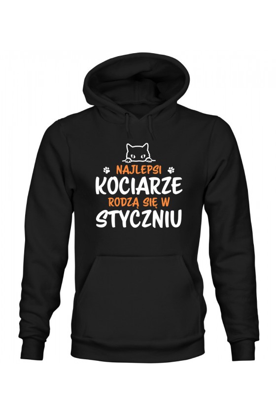 Bluza Męska z Kapturem Najlepsi Kociarze Rodzą Się W Styczniu