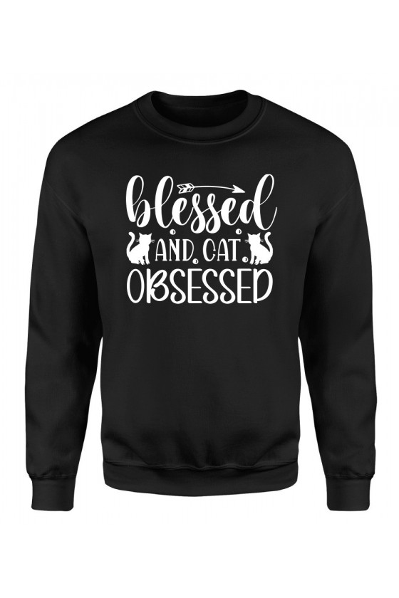 Bluza Męska Klasyczna Blessed And Cat Obsessed