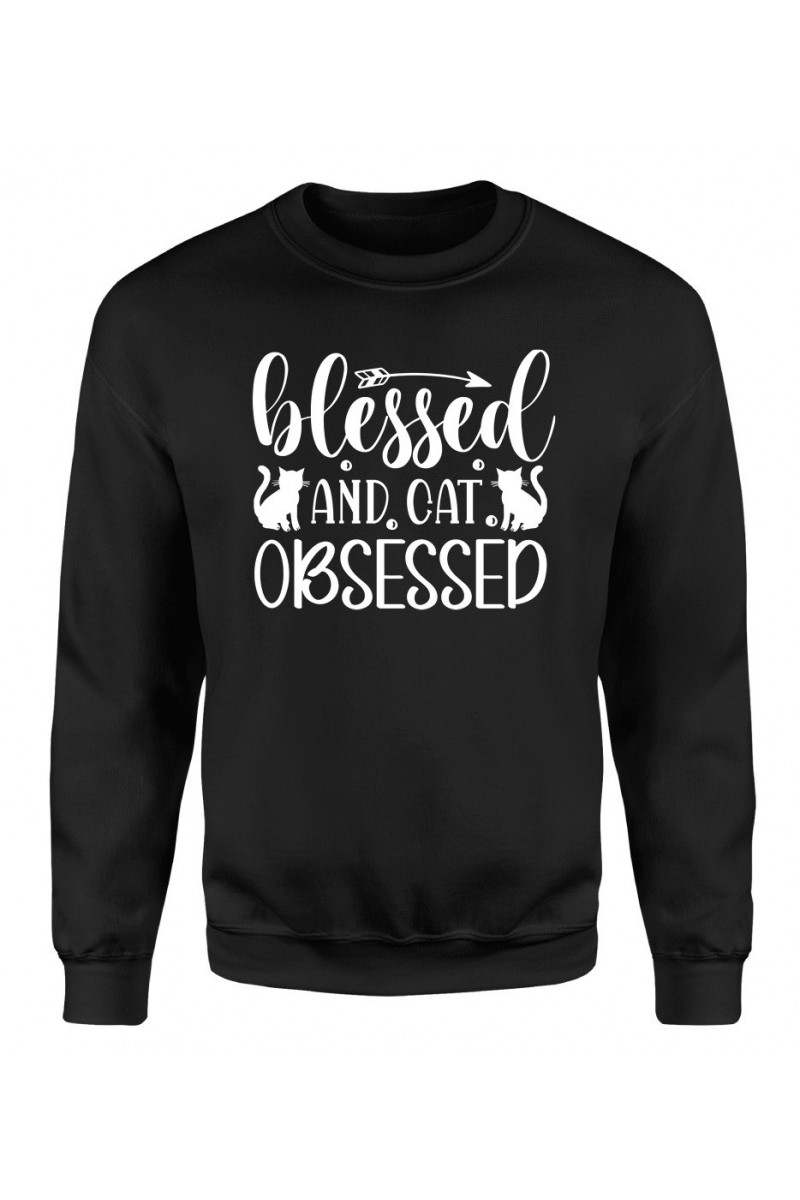 Bluza Męska Klasyczna Blessed And Cat Obsessed