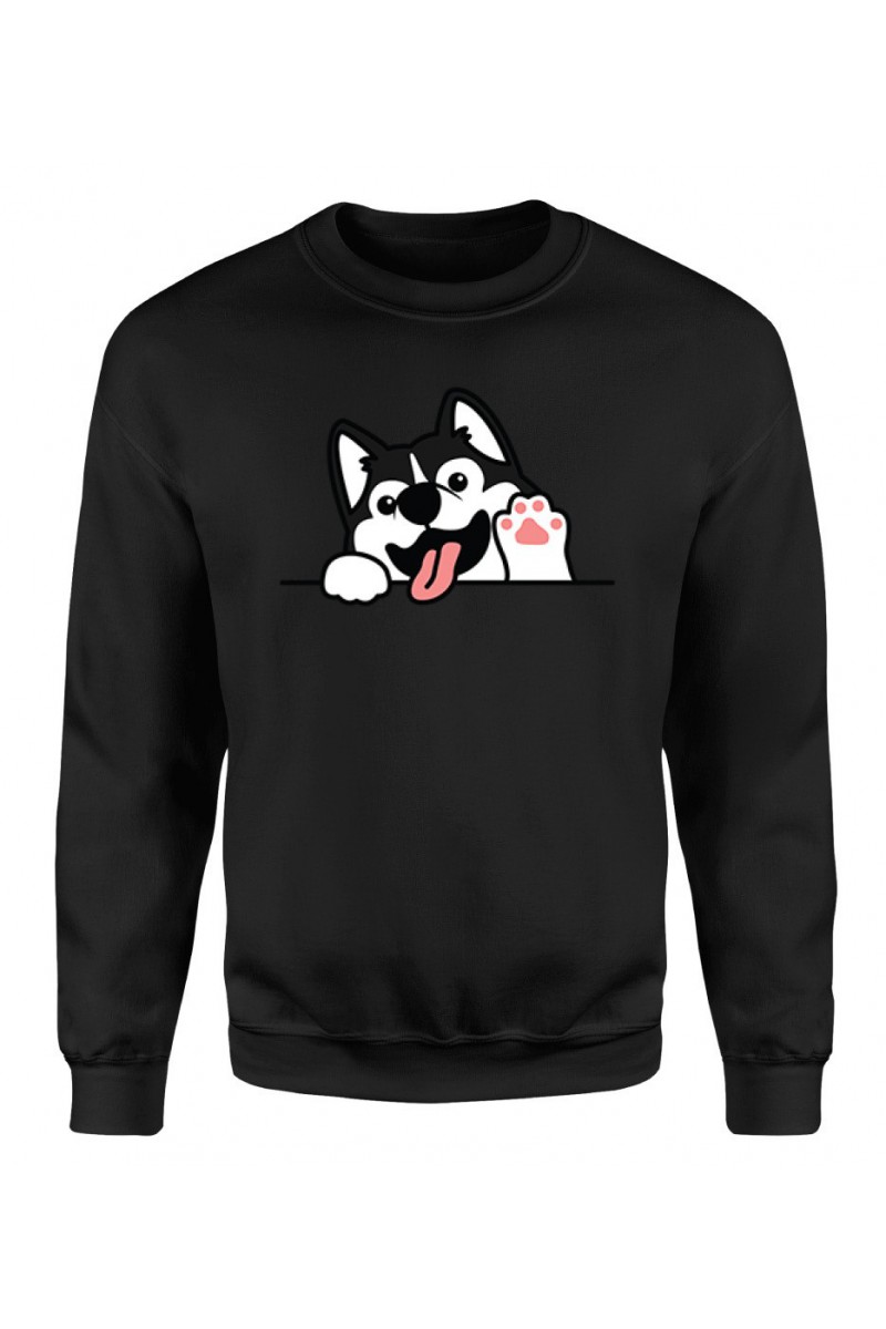 Bluza Męska Klasyczna Machający Husky Bluza Męska Klasyczna Machający Husky