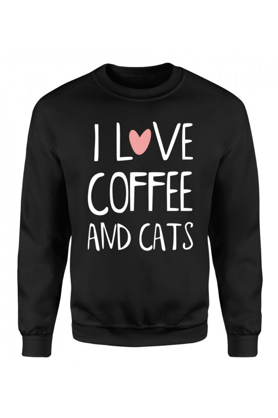 Bluza Damska Klasyczna I Love Coffee And Cats