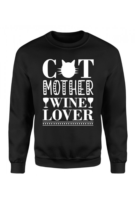 Bluza Damska Klasyczna Cat Mother Wine Lover