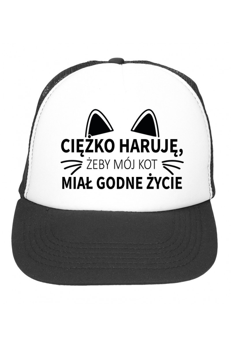 Czapka z daszkiem Ciężko Haruję Żeby Mój Kot Miał Godne Życie