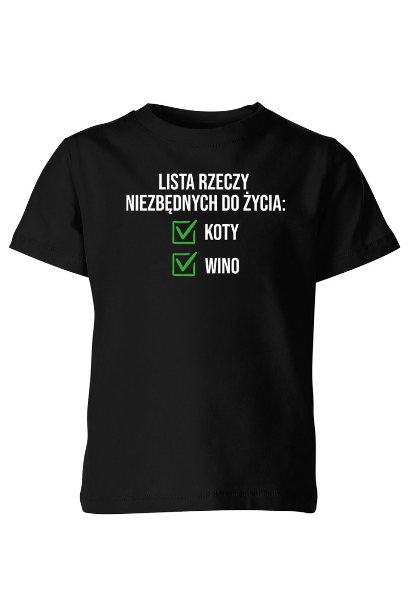 Koszulka Dziecięca Lista Rzeczy Niezbędnych Do Życia