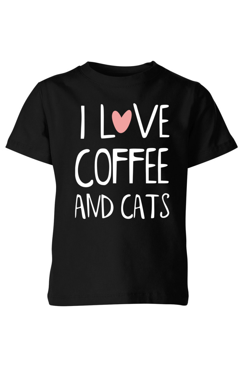 Koszulka Dziecięca I Love Coffee And Cats