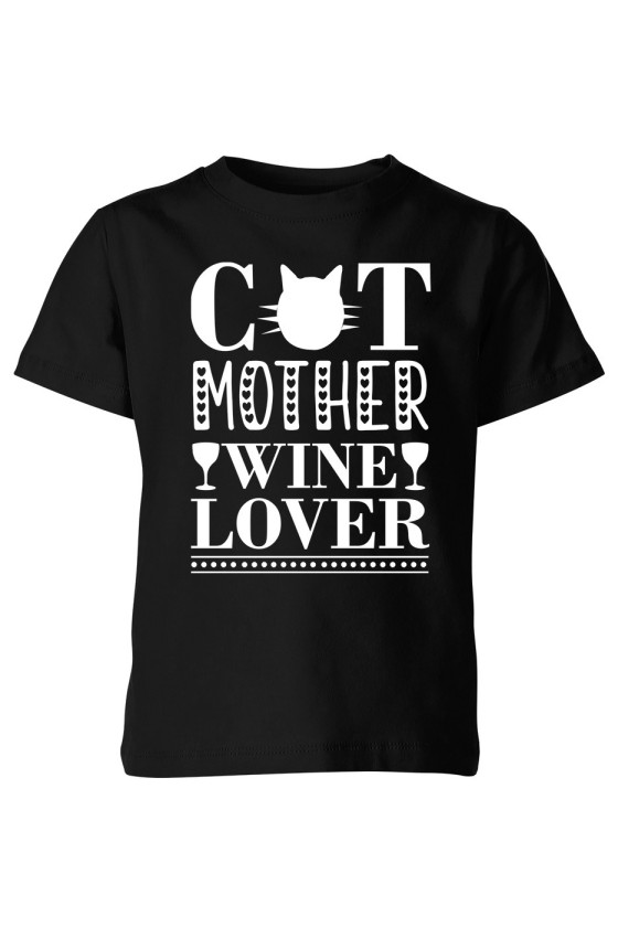 Koszulka Dziecięca Cat Mother Wine Lover